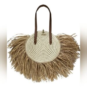 NWT INC International Concepts Tan and Cream Fringe Tote